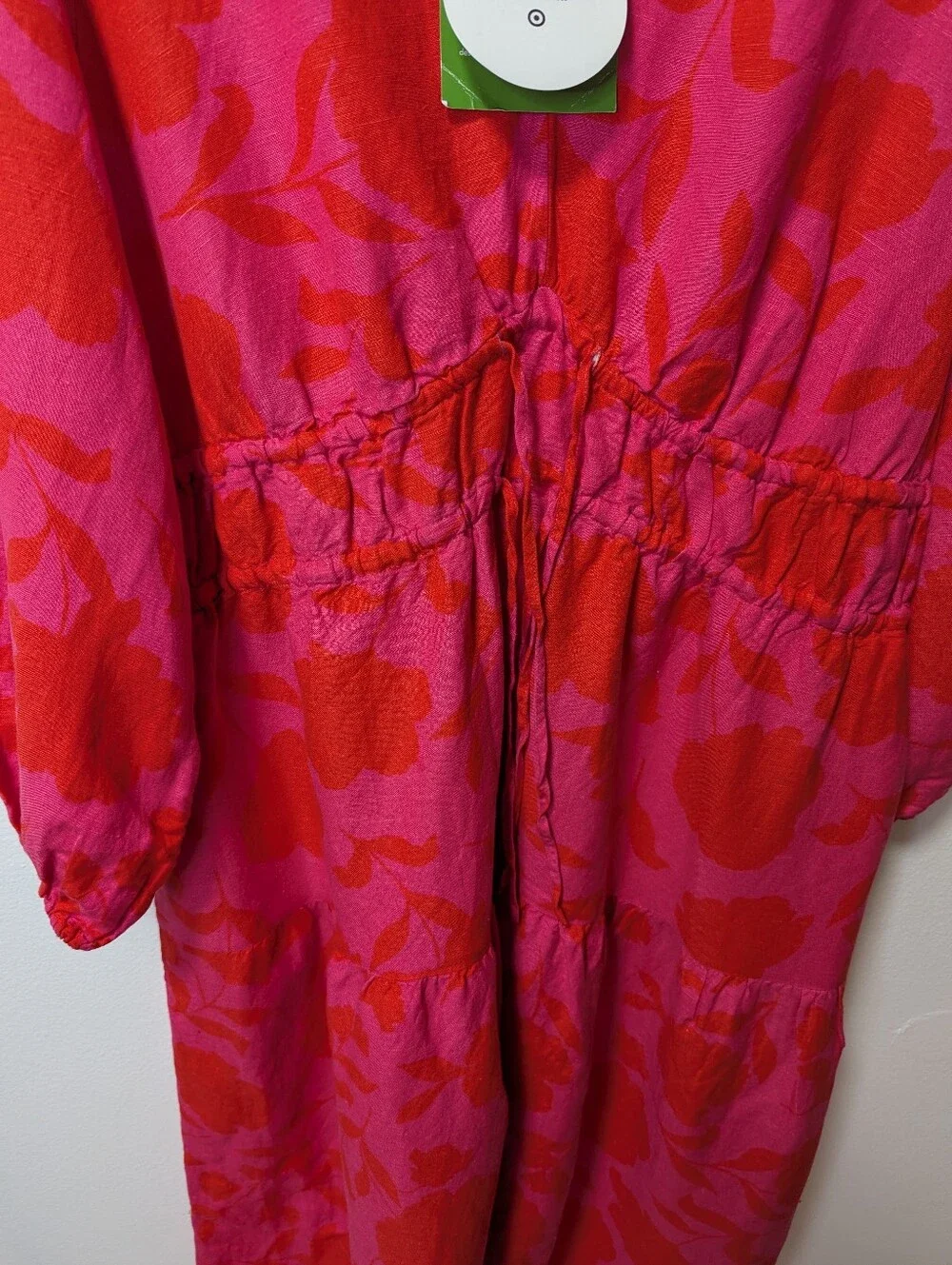 Kate Spade for Target Women's Hot Pink & Red Floral V-Neck Midi Dress